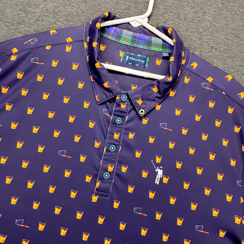 William Murray Polo Mens XXL Novelty Cocktail Print Short Sleeve‎ stretch Golf